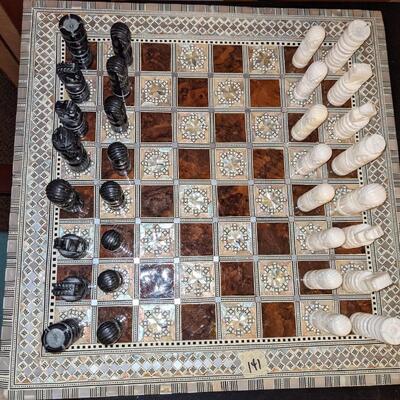 Excellent condition, no chips mother of pearl chess set