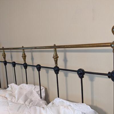 Genuine antique brass queen bed frame