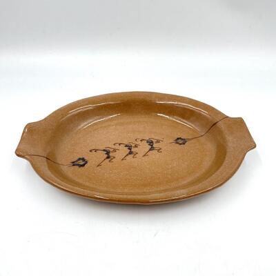 SMALL BROWN OVAL CERAMIC PLATTER