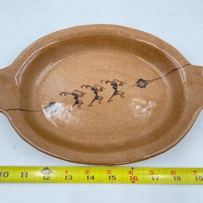 SMALL BROWN OVAL CERAMIC PLATTER