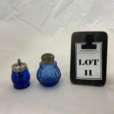 -11- VINTAGE | Two Mis-Matched Cobalt Shakers | Agitator