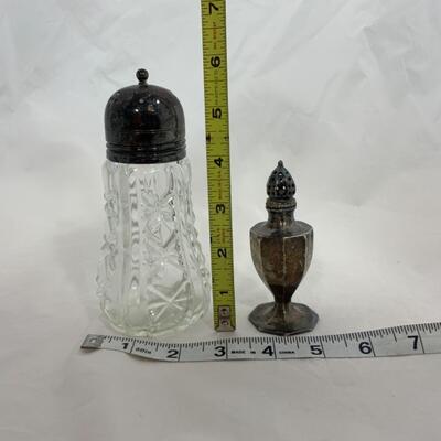 -12- ANTIQUE | Silver-Plated Shaker Sets | Pressed Glass