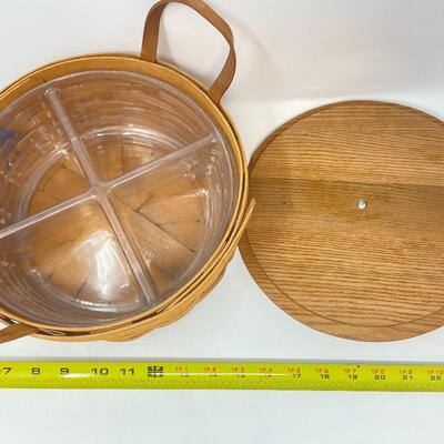 LONGABERGER 1993 DARNING BASKET W/LID & â€œWELCOMEâ€ TIE-ON
