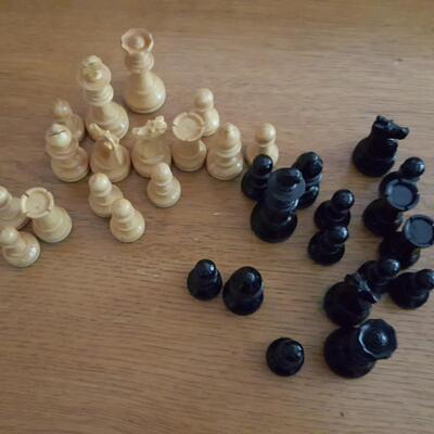 Box of Hand Carved Wood Chess Pieces