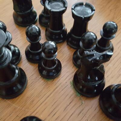 Box of Hand Carved Wood Chess Pieces