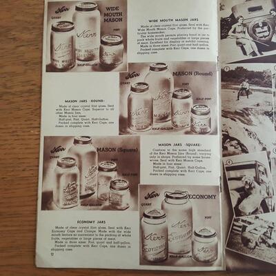 Kerr Wide Mouth Mason Jar with 1938 & 1947 Kerr Catalog