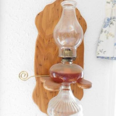 Vintage Oil Lamp with Wall Mount Lamp Stand