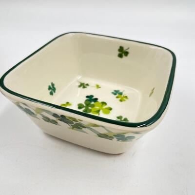 LONGABERGER 2006 â€œLUCKY TWISTâ€ BASKET W/ LID & CLOVER DISH