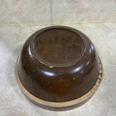 -46- VINTAGE | Brown Stoneware Bowl | 11.75 inches across