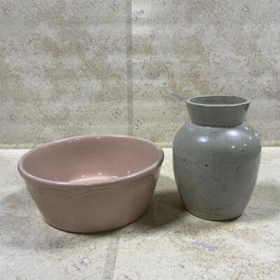 -50- VINTAGE | Pink Hall Bowl | Unmarked Stoneware Vase | Jar