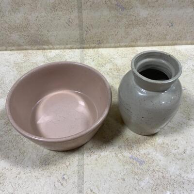 -50- VINTAGE | Pink Hall Bowl | Unmarked Stoneware Vase | Jar