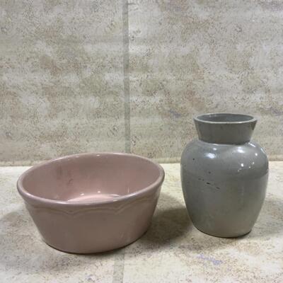 -50- VINTAGE | Pink Hall Bowl | Unmarked Stoneware Vase | Jar