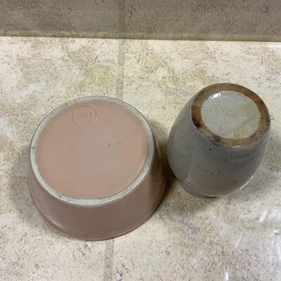 -50- VINTAGE | Pink Hall Bowl | Unmarked Stoneware Vase | Jar