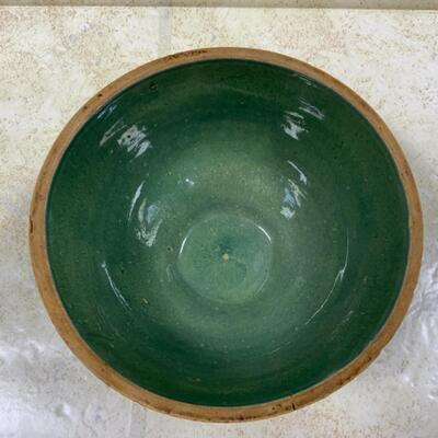 -51- ANTIQUE | 1920s | McCoy Green Stoneware Bowl | Shield Mark 8