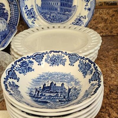 Lot 159: Portmeirion Plates, Enoch Wedgwood, Crystal Knife Rests and More 
