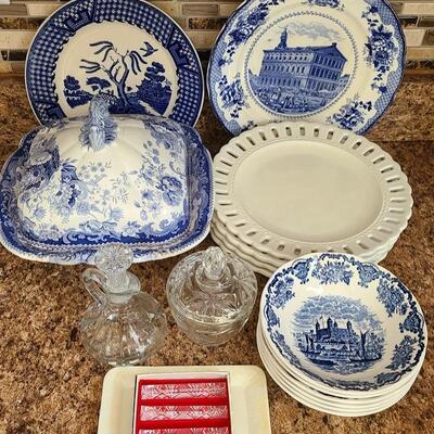 Lot 159: Portmeirion Plates, Enoch Wedgwood, Crystal Knife Rests and More 