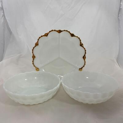 -78- VINTAGE | Fire King | Divided Dish | Bubble Bowls
