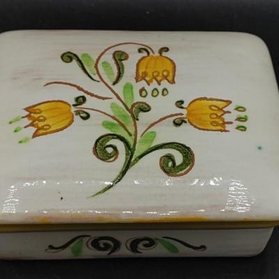 #33 Vintage Tulip STANGL Pottery Square Cigarette Box Covered Lidded Trinket Box
