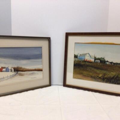 467 Pair of Original Signed Landscape Watercolors by Thomas G Niche