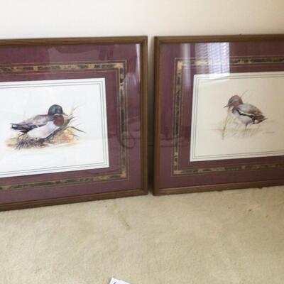 475 Pair of Framed Duck Prints by Joel Fink 