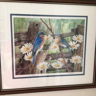 477 Signed and Numbered Lithograph of Robin Birds by Al Dorniself 