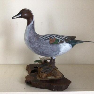 E492 Hand Carved Decoy on Stand 