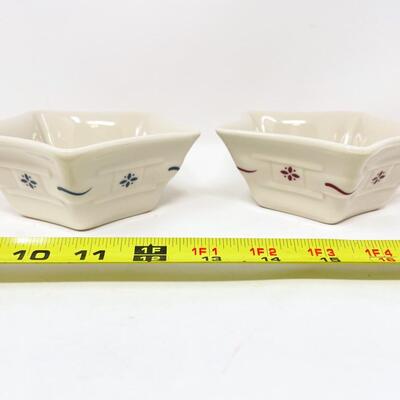 LONGABERGER POTTERY WOVEN TRADITIONS STAR BOWLS - RED & BLUE