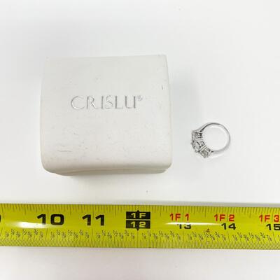 CRISLU 3.0 CTTW CUBIC ZIRCONIA & STERLING PLATINUM RING