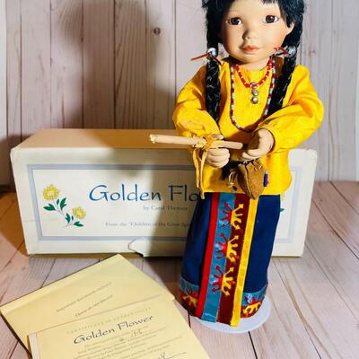 Lot 68  Porcelain Doll Designed by Carol Theroux Georgetown Collection Golden Flower Native American