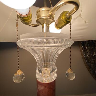 Granite and glass two-bulb lamp 26” high	