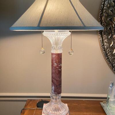 Granite and glass two-bulb lamp 26” high	