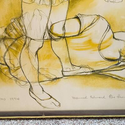Lot 75  s/n Lithograph by Listed Artist Manuel de Leon Little Girls Ballet Dancers Ballerinas 