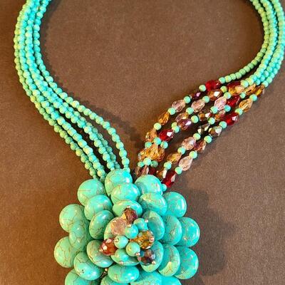 Lot J1: Statement Piece: Joan Rivers Startlet Style Tourquoise Necklace