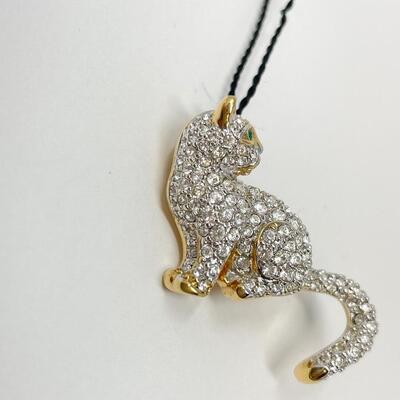 SWAROVSKI CRYSTAL CAT BROOCH