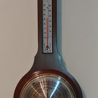#54 Vintage Gemini Banjo Mahogany Thermometer/Barometer