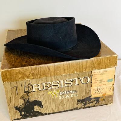 Lot 100  Vintage Navy Resistol Western Cowboy Hat style Chute Factory #F05902 