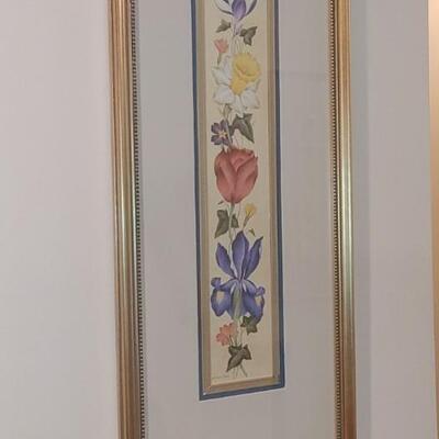 #55  (PR) Nancy Shumaker Pallan Framed Flowers Prints - Signed by The Artist - Set Of 2