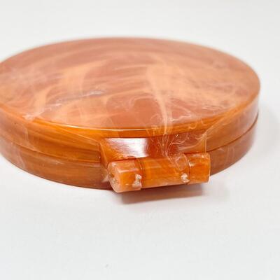 VINTAGE â€œTRUE VIEWâ€ ORANGE MARBLED COMPACT