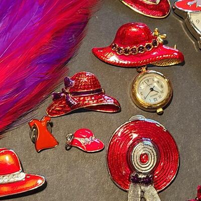 Lot J12: Red Hat Society Brooches and More 