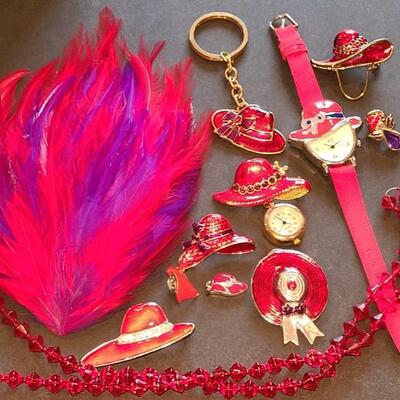 Lot J12: Red Hat Society Brooches and More 