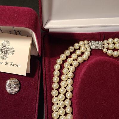 Lot J6: Camrose & Kross Jackie Kennedy Collection Triple Strand Classic Pearls and More 