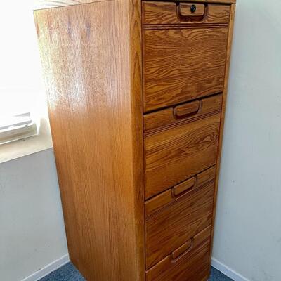 Lot 120  Oak Modern Style File Cabinet 