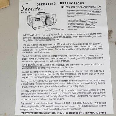 Lot 127  Vintage Seerite 6 x 6 Opaque Projecter Testrite Instrament & Brandt Scaleograph 
