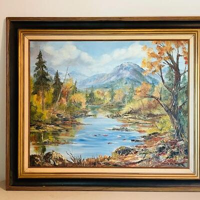 Lot 128  Original Painting by Carol Theroux Mountain Scene Landscape 