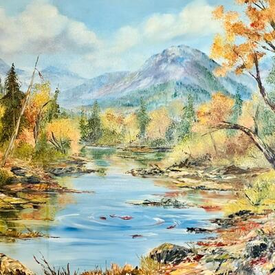 Lot 128  Original Painting by Carol Theroux Mountain Scene Landscape 