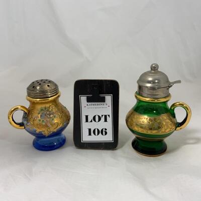 -106- ANTIQUE | Bohemian Glass | Handled | Sugar Shaker | Syrup
