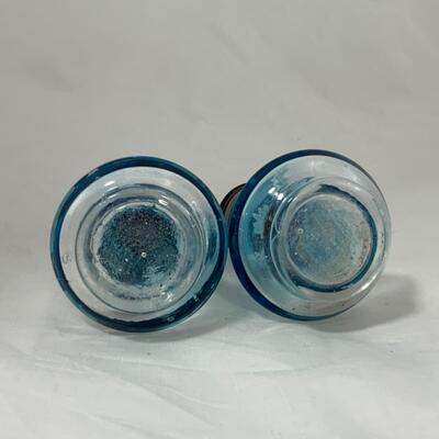 -109- ANTIQUE | Hand Painted | OmbrÃ© | Salt and Pepper Shakers | Blue to Clear