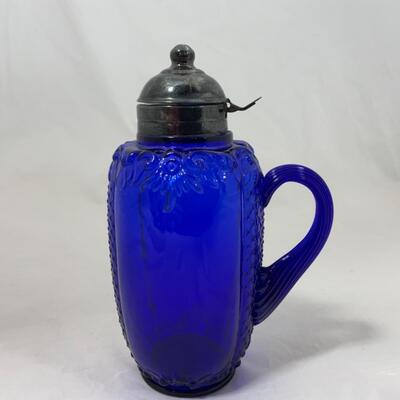 -110- Reproduction | Consolidated Glass | Scroll and Net Syrup | Cobalt