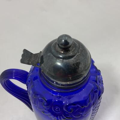 -110- Reproduction | Consolidated Glass | Scroll and Net Syrup | Cobalt