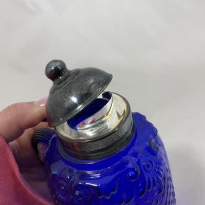 -110- Reproduction | Consolidated Glass | Scroll and Net Syrup | Cobalt